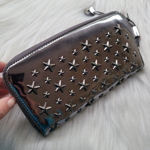 🌟Jimmy Choo Filipa Star Studded Metallic Zip-Around Long Wallet